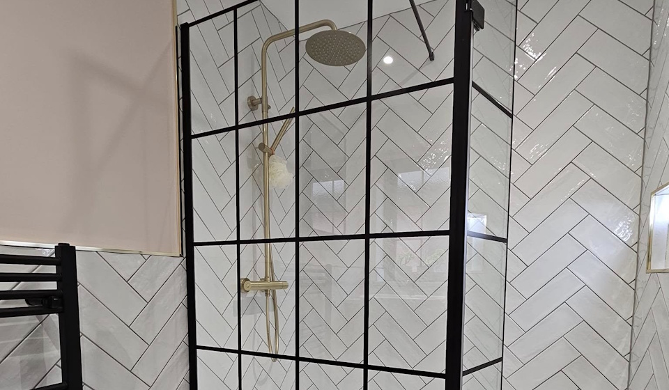 Tiled bathroom walls and floor